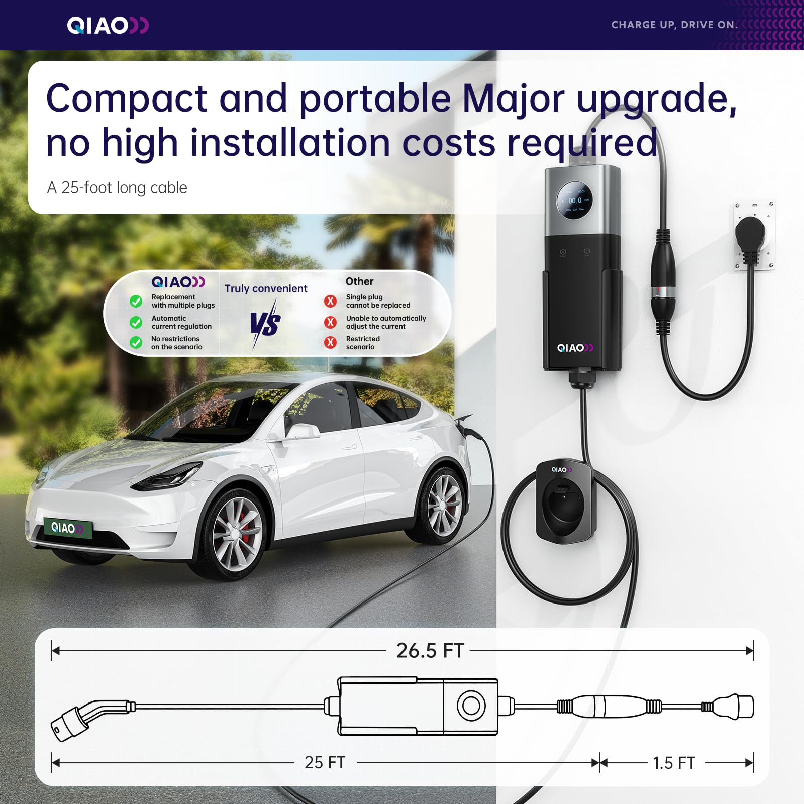 QIAO Level 2 EV Charger SAE J1 - Portable Ev Charger review and price